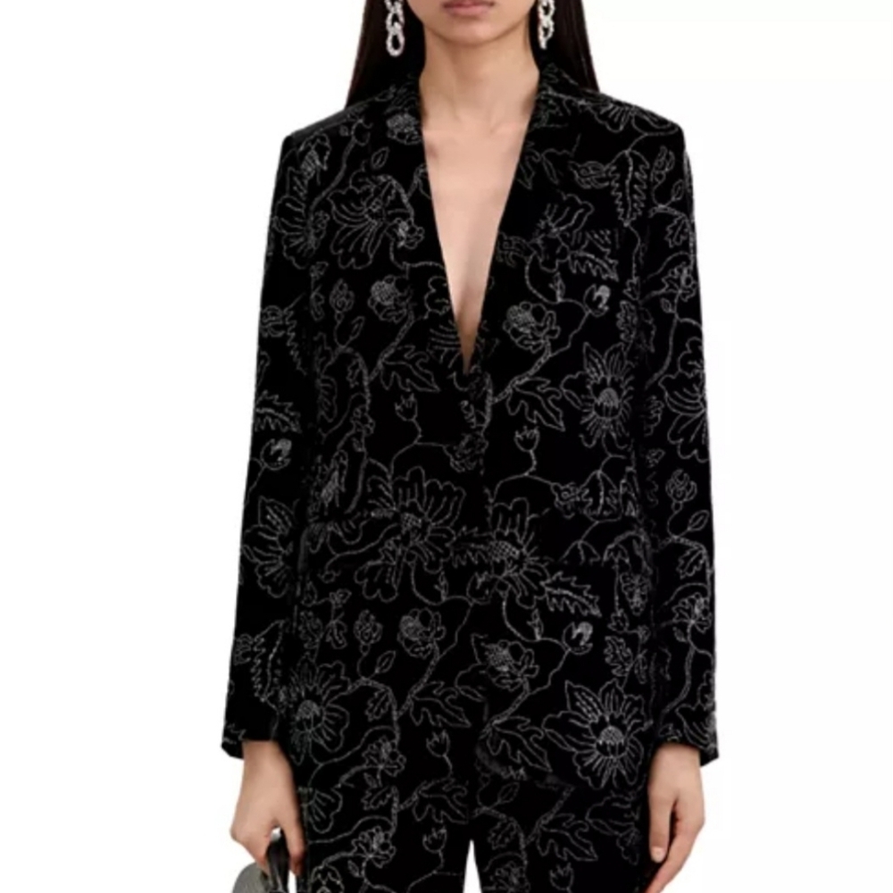 The KOOPLES Floral Velvet Blazer Suit Black Jacket.‎ NWT. MSRP $645 Sz US S